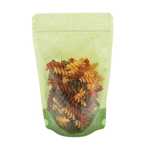 Standbodenbeutel Reispapier Transparent/Grün 14.9x8.9x23.2cm | 310 Gramm (100 Stück) [ZBGR7GRC]