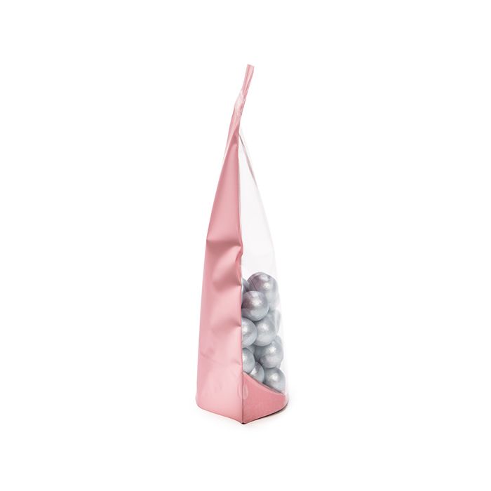 Standbodenbeutel Transparent/Rosé Gold 17.1x8.9x28.6cm | 340 Gramm (100 Stück) [ZBGRG4]