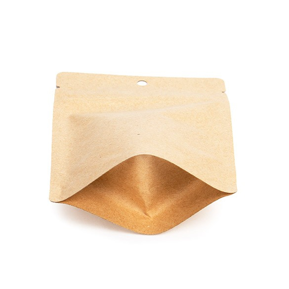 Standbodenbeutel Kraft 10.2x6x15.2cm mit Aufhängeloch | 57 Gramm (100 Stück) [ZBGSK2H]