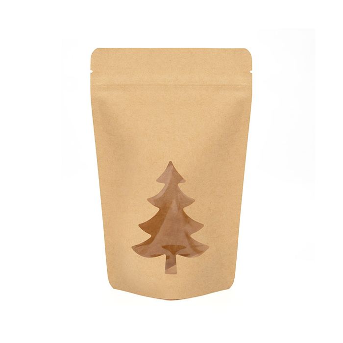 Standbodenbeutel Kraft mit Tree Fenster 13x7,9x20,6 cm (25 Stück) [ZBGSW3KT]