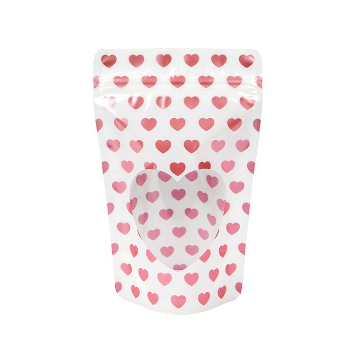 Standbodenbeutel Weiß mit Hearts 13x7,9x20,6 cm (25 Stück) [ZBGSW3MH]