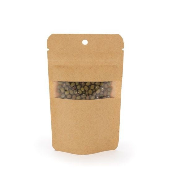 Standbodenbeutel Kraft 8x5x13cm | 28 Gramm mit Aufhängeloch (100 Stück) [ZBGW1KH]