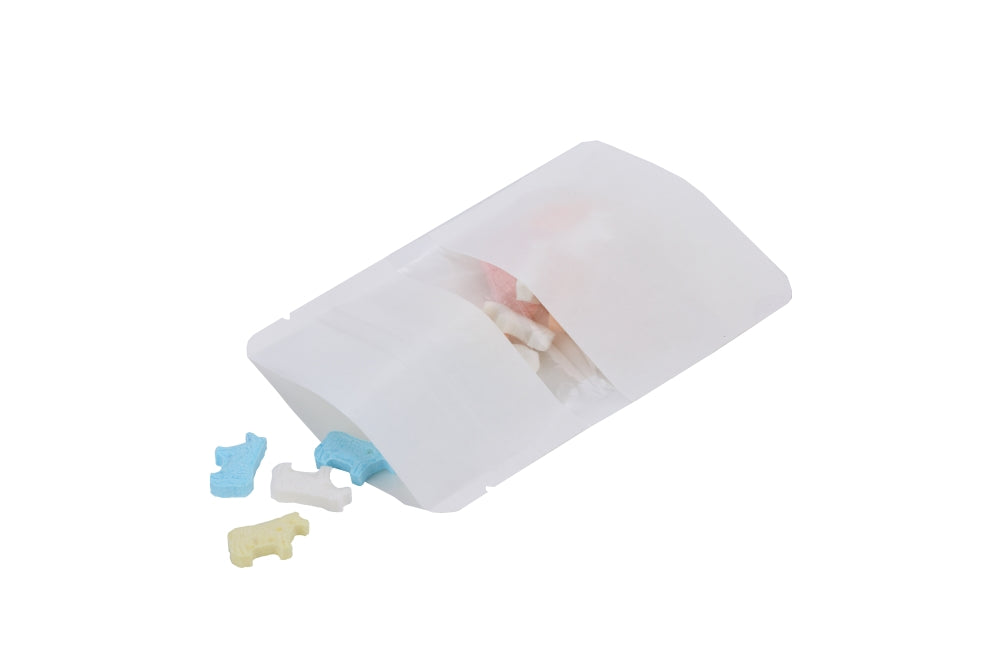 Standbodenbeutel weiß Kraft 8x5x13cm | 28 Gramm (100 Stück) [ZBGW1WK]