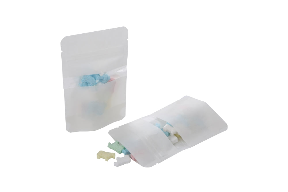 Standbodenbeutel weiß Kraft 8x5x13cm | 28 Gramm (100 Stück) [ZBGW1WK]