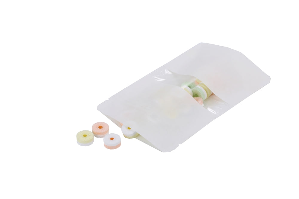 Standbodenbeutel weiß Kraft 10.2x6x15.2cm | 57 Gramm (100 Stück) [ZBGW2WK]