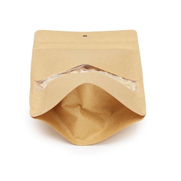 Standbodenbeutel Kraft 13x8x20.5cm | 110 Gramm mit Aufhängeloch (100 Stück) [ZBGW3KH]