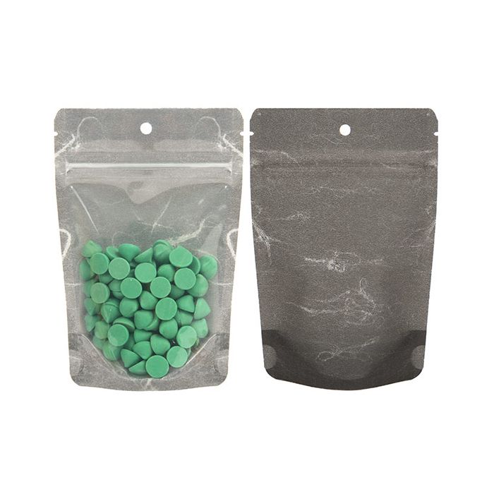 Standbodenbeutel Transparent/Schwarz 10.2x6x15.2cm mit Aufhängeloch (100 Stück) [ZBGR2BCH]