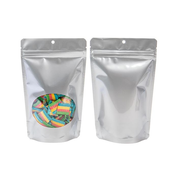 Standbodenbeutel Silber 13x7.9x20.6cm 113 Gramm (100 Stück) [ZBGO3SH]