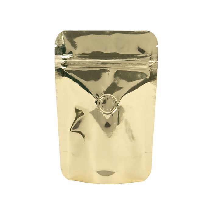 Standbodenbeutel Gold 10.2x6x15.2cm 57 Gramm mit Ventil (100 Stück) [ZBGM2SGV]