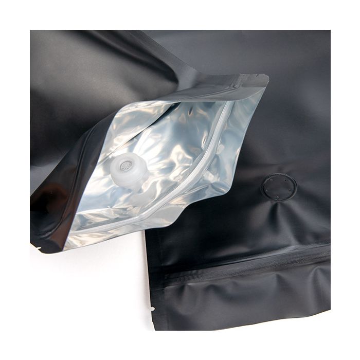 Standbodenbeutel Schwarz 14.9x8.9x23.2cm mit Ventil (100 Stück) [ZBGM7MBV]