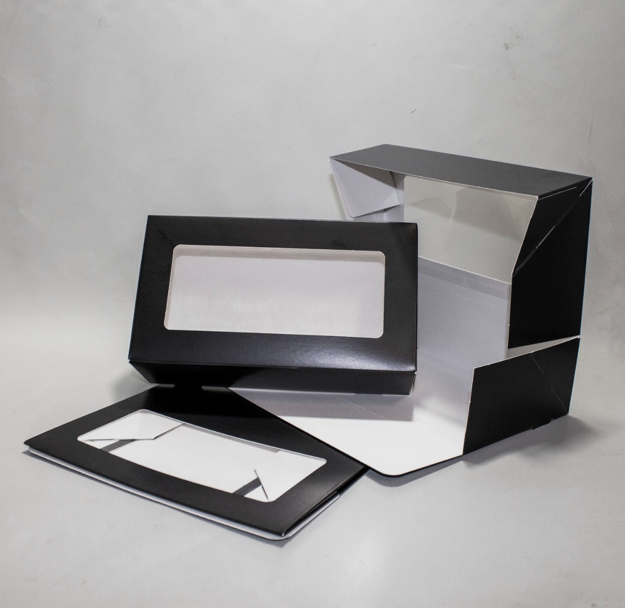 Pappschachteln Kraft schwarz mit Fenster 21.5x6.4x12 cm (125 Stück) [TB2112B]