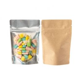 Standbodenbeutel Transparent/Kraft 10.2x6x15.2cm | 57 Gramm (100 Stück) [ZBGK2]