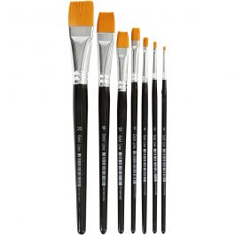 Gold Line Pinsel, Nr. 0+2+4+8+12+16+20, L 16,5-21 cm, B 1-7 mm, Flach, 7 Stk/ 1 Pck [HOB-10247]