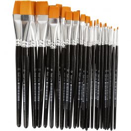 Gold Line Pinsel, Nr. 0+2+4+8+12+16+20, L 17-21 cm, B 2-22 mm, Flach, 30 Stk/ 1 Pck [HOB-10249]