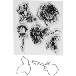 Stempel und Stanzformen, Blumen, Größe 4-6,5 cm, 1Pck/ 1 Pck [HOB-117483]
