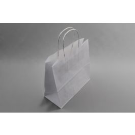 Papiertragetaschen Weiß 14x8x21cm (50 Stück) [PAMW1421]