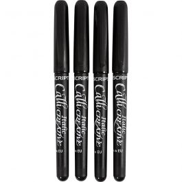 Kalligrafie-Marker, Strichstärke 1,4+2,5+3,6+4,8 mm, Schwarz, 4 Stk/ 1 Pck [HOB-14197]