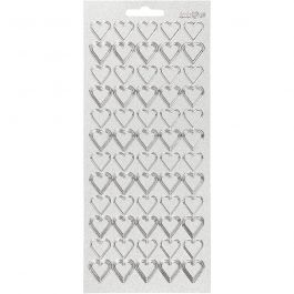 Sticker, Herzen, Blatt 10x23 cm, Silber, 1 Bl. [HOB-170018]