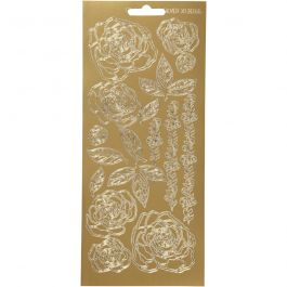 Sticker, Rosen, Blatt 10x23 cm, Gold, 1 Bl. [HOB-170079]