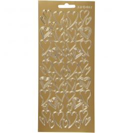 Sticker, Herzen, Blatt 10x23 cm, Gold, 1 Bl. [HOB-170104]