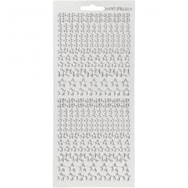 Sticker, Sterne, Blatt 10x23 cm, Silber, 1 Bl. [HOB-170113]
