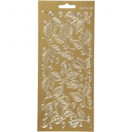 Sticker, Blätter, Blatt 10x23 cm, Gold, 1 Bl. [HOB-170124]