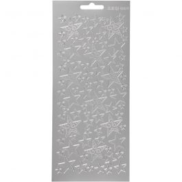Sticker, Sterne, Blatt 10x23 cm, Silber, 1 Bl. [HOB-170183]