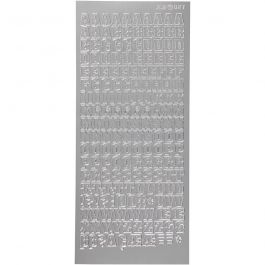 Sticker, Buchstaben, Blatt 10x23 cm, Silber, 1 Bl. [HOB-170215]