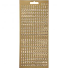 Sticker, Zahlen, Blatt 10x23 cm, Gold, 1 Bl. [HOB-170220]