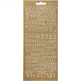 Sticker, Buchstaben, Blatt 10x23 cm, Gold, 1 Bl. [HOB-170226]