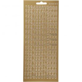 Sticker, Zahlen, Blatt 10x23 cm, Gold, 1 Bl. [HOB-170228]