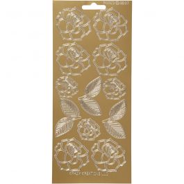 Sticker, Rosen, Blatt 10x23 cm, Gold, 1 Bl. [HOB-170244]