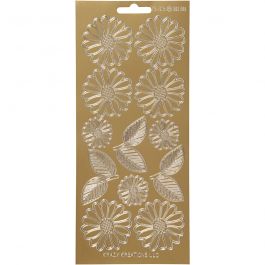Sticker, Gänseblümchen, Blatt 10x23 cm, Gold, 1 Bl. [HOB-170246]