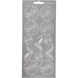Sticker, Gänseblümchen, Blatt 10x23 cm, Silber, 1 Bl. [HOB-170247]