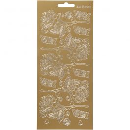 Sticker, Rosen, Blatt 10x23 cm, Gold, 1 Bl. [HOB-170250]