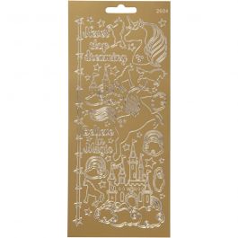 Sticker, Einhörner, Blatt 10x23 cm, Gold, 1 Bl. [HOB-170258]