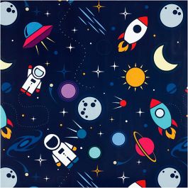 Geschenkpapier, Astronauten im All, B: 57 cm, 80 g, 150 m/ 1 Rolle [HOB-19010]