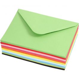Farbige Briefumschläge, Umschlaggröße 11,5x16 cm, 80 g, Sortierte Farben, 10x10 Stk/ 1 Pck [HOB-20620]
