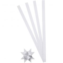 Papierstreifen für Sterne, L 45 cm, D 4,5 cm, B 10 mm, Weiß, 100 Streifen/ 1 Pck [HOB-209310]