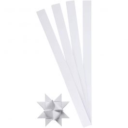 Papierstreifen für Sterne, L 45 cm, D 6,5 cm, B 15 mm, Weiß, 100 Streifen/ 1 Pck [HOB-209330]
