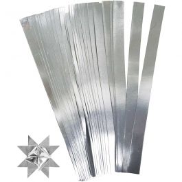 Papierstreifen für Sterne, L 45 cm, D 6,5 cm, B 15 mm, Silber, 100 Streifen/ 1 Pck [HOB-20936]