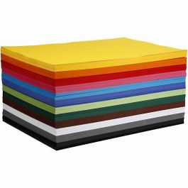Farbkarton, A2, Blatt 420x594 mm, 180 g, Sortierte Farben, 120 Bl. sort./ 1 Pck [HOB-214290]