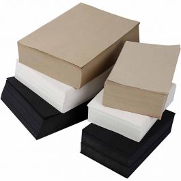 Kraftpapier, A3,A4, 100+135 g, Schwarz, Grau, Edel, Weiß, 6000 Bl. sort./ 1 Pck [HOB-22148]