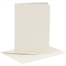 Karten & Kuverts, Kartengröße 10,5x15 cm, Umschlaggröße 11,5x16,5 cm, 110+230 g, Naturweiß, 6 Set/ 1 Pck [HOB-23011]