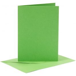 Karten & Kuverts, Kartengröße 10,5x15 cm, Umschlaggröße 11,5x16,5 cm, 110+220 g, Grün, 6 Set/ 1 Pck [HOB-23015]
