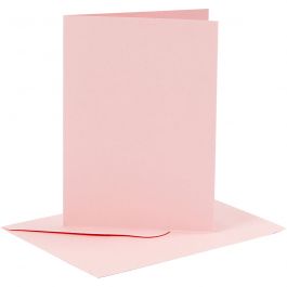 Karten & Kuverts, Kartengröße 10,5x15 cm, Umschlaggröße 11,5x16,5 cm, 110+220 g, Rosa, 6Set/ 1 Pck [HOB-23016]