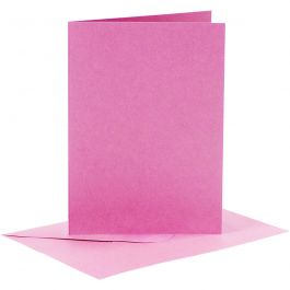 Karten & Kuverts, Kartengröße 10,5x15 cm, Umschlaggröße 11,5x16,5 cm, 110+220 g, Pink, 6 Set/ 1 Pck [HOB-23017]