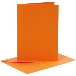 Karten & Kuverts, Kartengröße 10,5x15 cm, Umschlaggröße 11,5x16,5 cm, 110+220 g, Orange, 6 Set/ 1 Pck [HOB-23018]