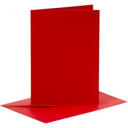 Karten & Kuverts, Kartengröße 10,5x15 cm, Umschlaggröße 11,5x16,5 cm, 110+230 g, Rot, 6 Set/ 1 Pck [HOB-23019]