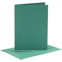 Karten & Kuverts, Kartengröße 10,5x15 cm, Umschlaggröße 11,5x16,5 cm, 110+230 g, Dunkelgrün, 6 Set/ 1 Pck [HOB-23029]